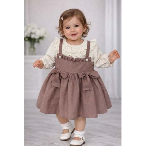 CanÖz Bebe Fırfır Detaylı Kız Elbise 9-24 Aylık-3746245 - KAHVERENGİ