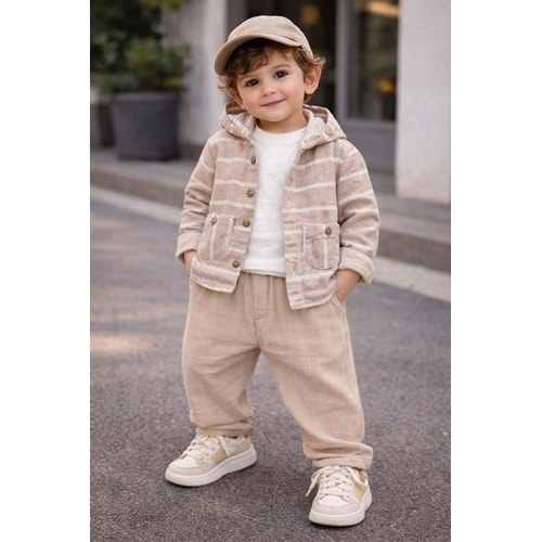 Çojuxs Erkek Çizgili 3 Lü Takım 6-24 Aylık -3005371 - AÇIK KAHVE