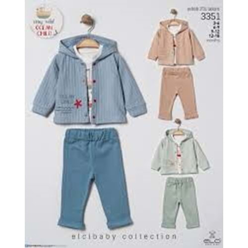 Elci Baby Gemi Desenli 3 Lü Takım 6-18 Aylık -3351305 - SU YEŞİLİ