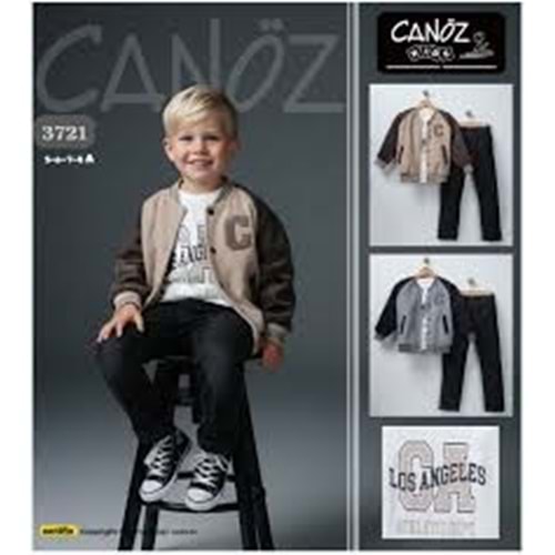 Can Öz Bebe Süet Ceketli Erkek 3 Lü Takım 5-8 Yaş -3721950 - GRİ