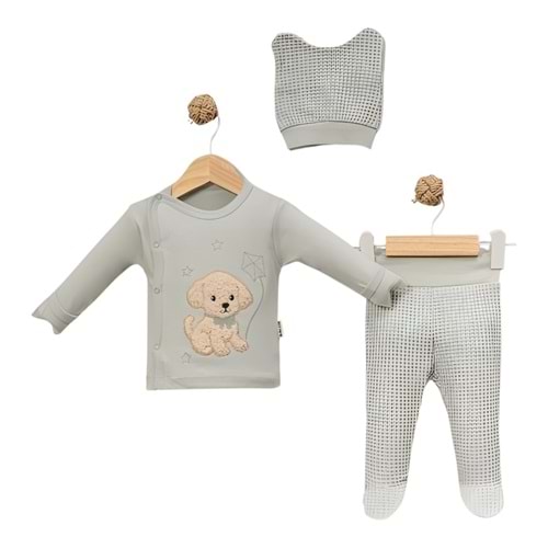 Babycan 9440 Erkek Peluş Köpek Yenidoğan Üçlü Takım - YEŞİL