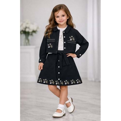 Son Öz Bebe Gabardin Etekli 3 Lü Takım 10-14 Yaş -482800 - SİYAH