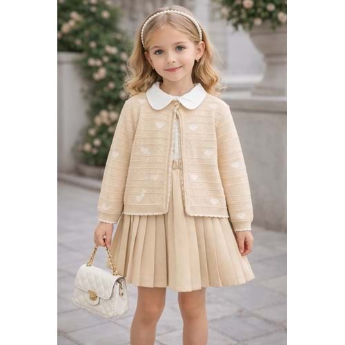 Lumia Baby Kalp Trikolu Etekli Takım 6-9 Yaş -4174485 - BEJ