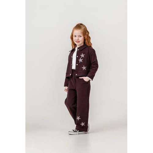 Harby Kids Kız Yıldız Detaylı 3 Lü Takım 3-10 Yaş -133650 - BORDO