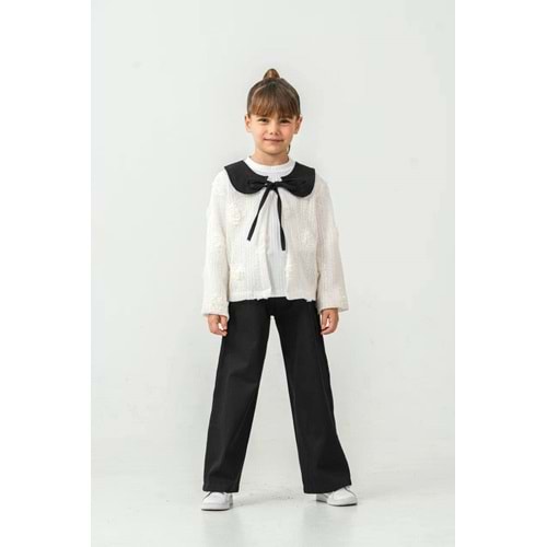 Miss Melinda Kids Gül Dantelli Pantolonlu 3 Lü Kız Takım 5-8 Yaş -355750 - BEYAZ