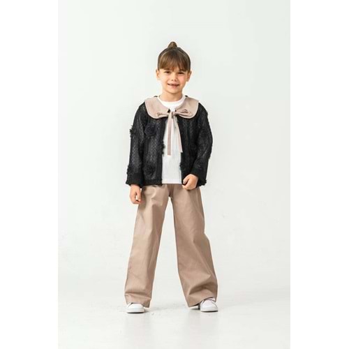 Miss Melinda Kids Gül Dantelli Pantolonlu 3 Lü Kız Takım 5-8 Yaş -355750 - SİYAH