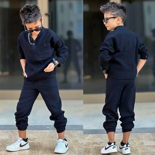 Müslin Gömlekli İkili Erkek Takım 5-14 Yaş -12003550 - SİYAH