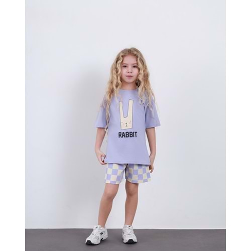 Wikiboom Rabbit Baskılı Penye Şortlu 2 Li Kız Takım 3-10 Yaş -9201240 - LİLA