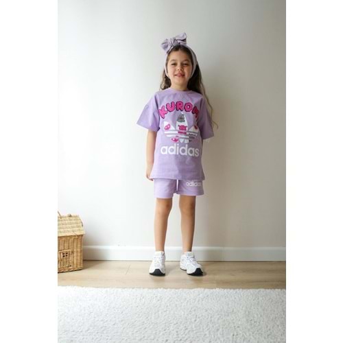 Jeliboom Kuromi Baskılı Penye Şortlu Kız 2 li Takım 3-10 Yaş -6629220 - LİLA