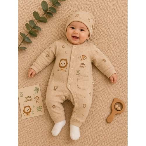 Bubbless Baby Jungle Basic Patiksiz Tulum 3-9 Aylık -BA3053218 - AÇIK KAHVE