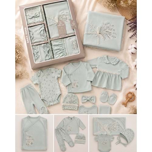 Baby Zuhu Waffle Çiçekli Kız 10 Lu Hastane Çıkışı 0-3 Aylık -BA3002713 - SU YEŞİLİ