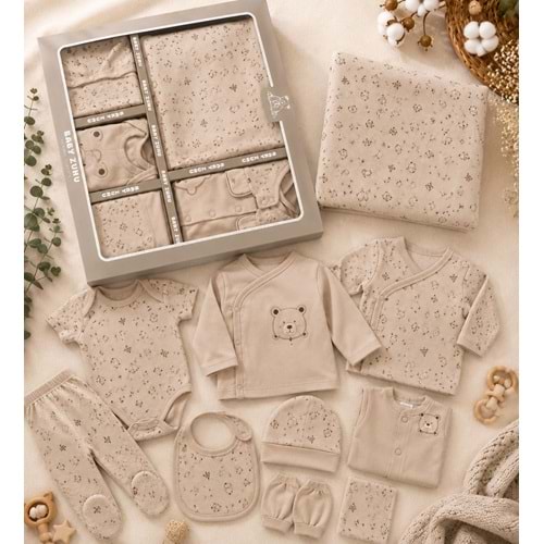 Baby Zuhu Waffle Kumaş Panda Desenli Erkek 10 Lu Hastane Çıkışı 0-3 Aylık -BA3001713 - KAHVERENGİ