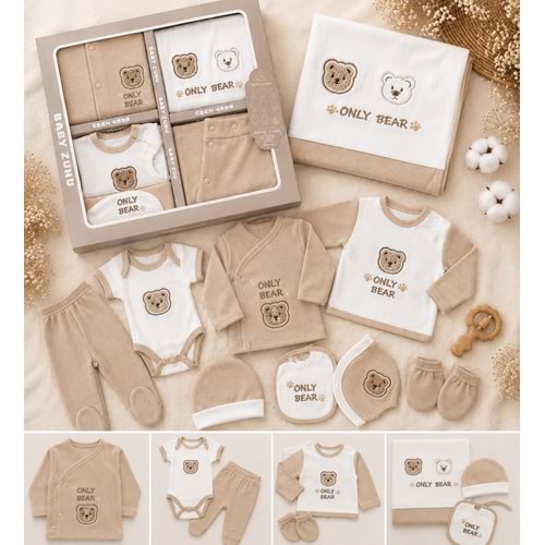 Baby Zuhu Only Bear Nakışlı Erkek 10 Lu Hastane Çıkışı 0-3 Aylık -BA134713 - KAHVERENGİ