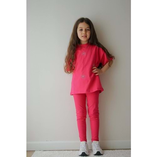 Jeliboom Kids Taşlı Taytlı Kız İkili Takım 3-10 Yaş -Lİ6727220 - PEMBE