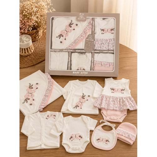 Baby Zuhu Çiçek Kelebek Nakışlı Kız 10 Lu Hastane Çıkışı -KAY2093654 - SOMON
