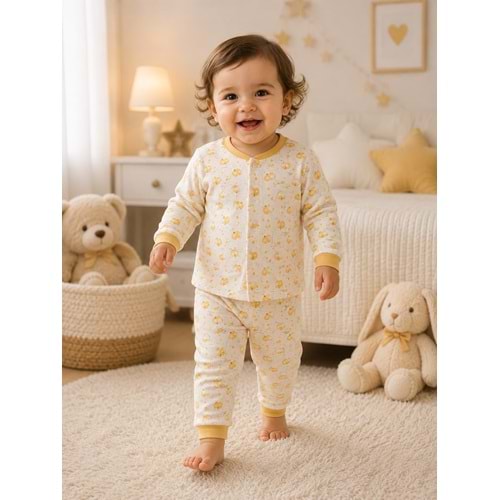 Miniworld Duck Baskılı Çıtçıtlı Erkek Pijama Takımı 6-24 Aylık -BAY18832170 - SARI