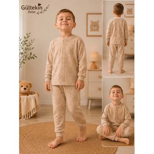 Miniworld Ayıcıklı Baskılı Çıtçıtlı Erkek 6-24 Aylık Pijama Takımı -BAY18724169 - KAHVERENGİ