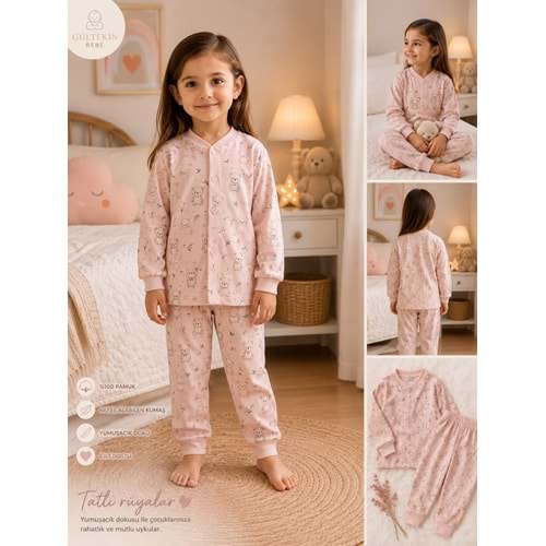 Miniworld Ayıcıklı Baskılı Çıtçıtlı Kız 6-24 Aylık Pijama Takımı -BAY18728169 - PUDRA