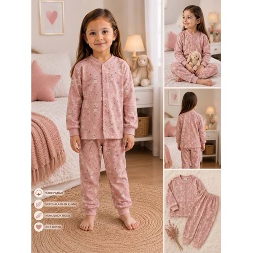 Miniworld Ayıcıklı Baskılı Çıtçıtlı Kız 6-24 Aylık Pijama Takımı -BAY18728169 - SOMON