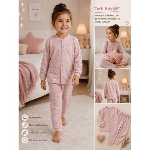 Miniworld Deniz Atı Baskılı Çıtçıtlı 6-24 Aylık Kız Pijama Takımı -BAY18829169 - PUDRA