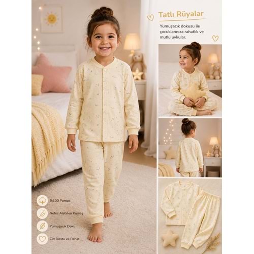 Miniworld Deniz Atı Baskılı Çıtçıtlı 6-24 Aylık Kız Pijama Takımı -BAY18829169 - SARI