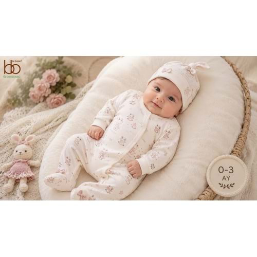 Bubbles My Room Beautiful Bebek Kız Patikli Tulum 1-9 Aylık -BA1046265 - PEMBE