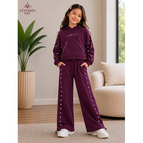 Son Öz Bebe Yıldız Baskılı Kız İkili Eşofman Takımı 8-12 Yaş -SO0037765 - BORDO