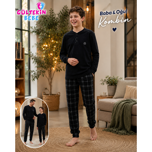Tarık İnterlok Kumaş Robalı Gez Boy Erkek Pijama Takımı 11-16 Yaş -TA4429470 - GRİ