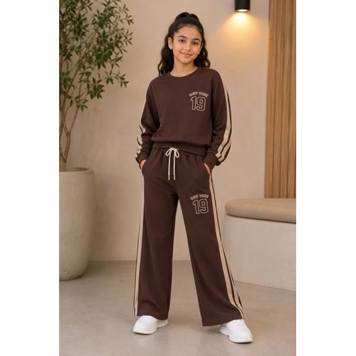 Vız Vız Kids New York Baskılı İkili Kız Eşofman Takımı 8-16 Yaş -VI1374580 - KAHVERENGİ