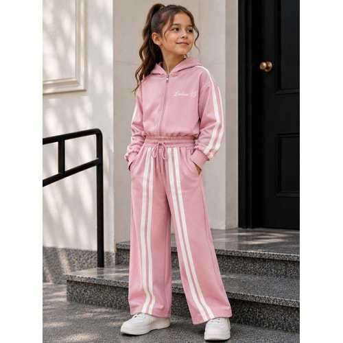 Vız Vız Kids İkili Kız Fermuarlı Eşofman Takımı 8-16 Yaş -VI1391680 - PEMBE