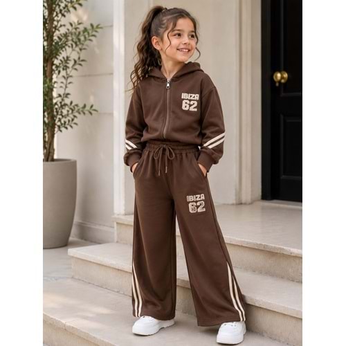 Vız Vız Kids 62 Baskılı İkili Kız Fermuarlı Eşofman Takımı 4-8 Yaş -VI1320580 - KAHVERENGİ