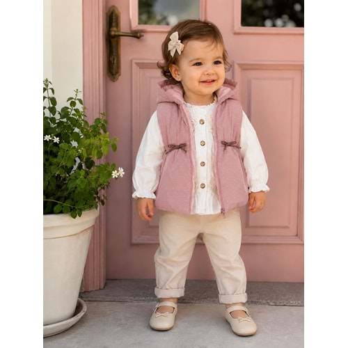 Hippıl Baby Şişme Yeleği Taşlı Gömlekli 3 Lü Kız Takım 1-4 Yaş -BA7091750 - GÜL KURUSU