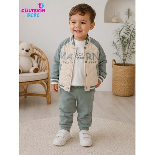 Donino Baby Marn Erkek Ceketli Erkek Üçlü Takım 9-24 Aylık -BA464085426 - SU YEŞİLİ