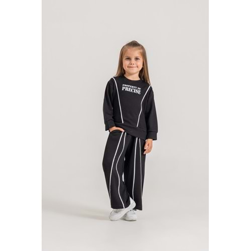 Harby Kids A Pile Şeritli Penye Kız İkili Takım 3-10 Yaş -BA467897500 - SİYAH