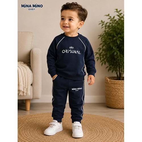 Mina Mino Baby Reglan Kol Biyeli Alo Baskılı Erkek İkili Takım 2-5 Yaş -BA465194261 - LACİVERT