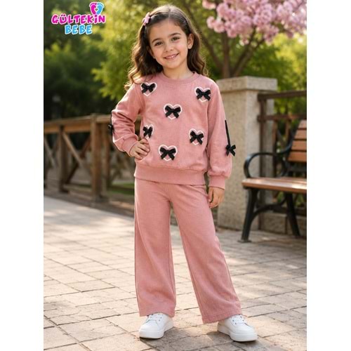 Mina Mino Kalp Baskılı 2 İplik Penye İkili Takım 2-5 Yaş -BA463111266 - PEMBE