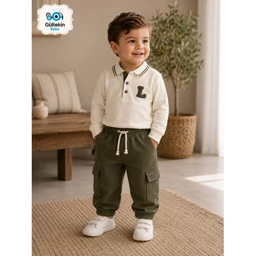 Lucy Baby Polo Yaka Sweatli Erkek İkili Takım 2-5 Yaş -AY2888528 - HAKİ YEŞİL