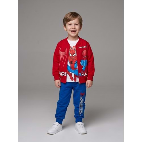 Serenad Kids Baskılı Erkek Penyen Üçlü Ceketli Takım 3-10 Yaş-JE261099425 - KIRMIZI