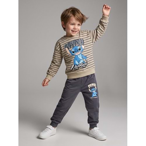 Serenad Kids Stıtch Çizgili Erkek Penye İkili Takım 3-10 Yaş -JE261150275 - GRİ