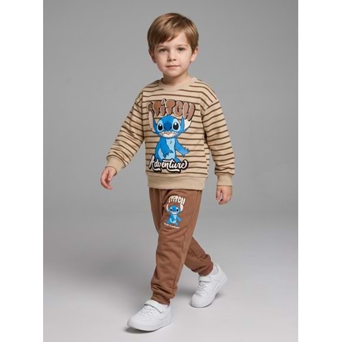 Serenad Kids Stıtch Çizgili Erkek Penye İkili Takım 3-10 Yaş -JE261150275 - KAHVERENGİ