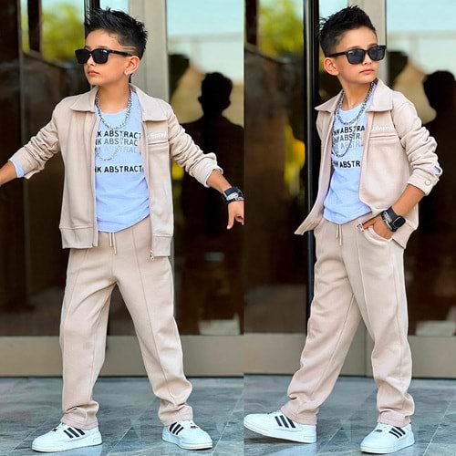 Bam Bam Kids See Beyond Yazılı Erkek Üçlü Takım 5-14 Yaş -JE60328925 - BEJ