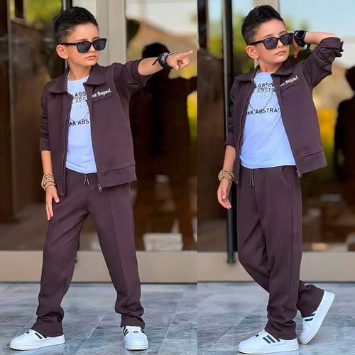 Bam Bam Kids See Beyond Yazılı Erkek Üçlü Takım 5-14 Yaş -JE60328925 - KAHVERENGİ