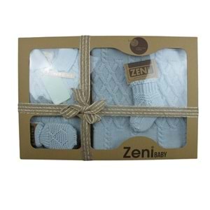 Zeni Triko Bebek 5 Li Tulum Seti Yenidoğan Bebek Takım Kutulu 3034 Mavi