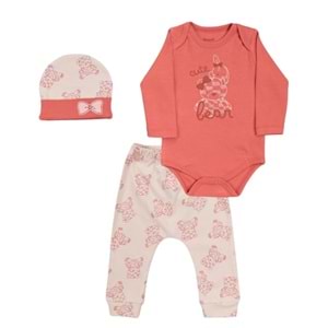 Miniworld 6-9 Ay Cute Bear Baskılı Badili Takım 18512165 - NAR ÇİÇEĞİ