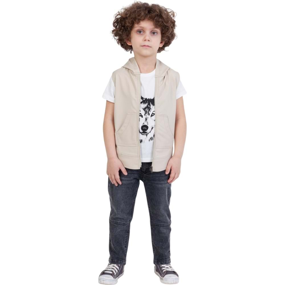6-10 Yaş Erkek 3lü Yelekli Takım-25598530 - BEJ
