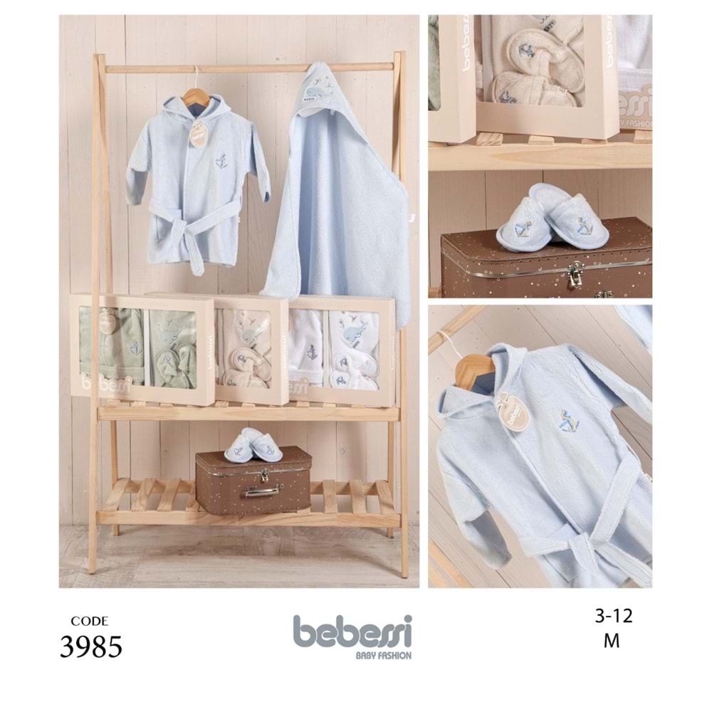 Bebessi Bebek 3lü Bornoz Seti-3985531 - MAVİ