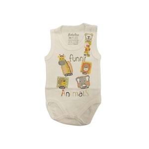 Babytoo 0-9 Ay Bebek Askılı Çıtçıtlı Badi Funny Animals-7304041 - KREM