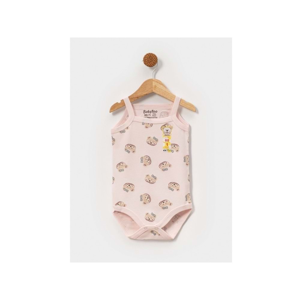Babytoo 1-3 Yaş Bebek İp Askılı Çıtçıtlı Badi Ayıcık-7305051 - PEMBE