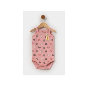 Babytoo 1-3 Yaş Bebek İp Askılı Çıtçıtlı Badi Simli Kalpli-7305051 - GÜL KURUSU