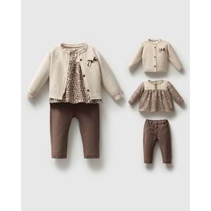 Hippıl Leopar Desen 1-4 Yaş Kız 3lü Takım-7041655 - KREM